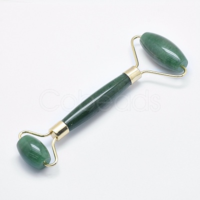 Natural Green Aventurine Brass Face Massager MRMJ-G008-14G-1