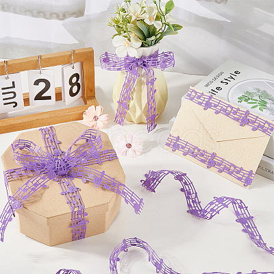 20 Yards Polyester Musical Note Lace Trim Ribbon OCOR-GF0004-44A-1