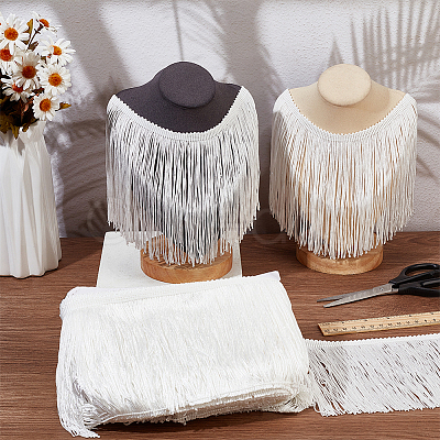 10 Yards Polyester Tassel Lace Ribbons OCOR-WH0045-23B-01-1