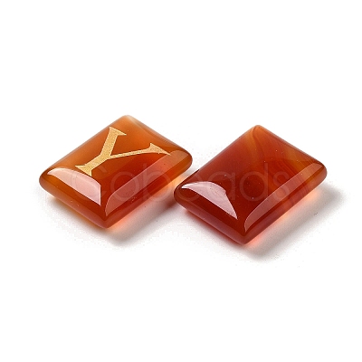 26Pcs Natural Carnelian Healing Rectangle with Letter A~Z Display Decorations G-K335-07C-1