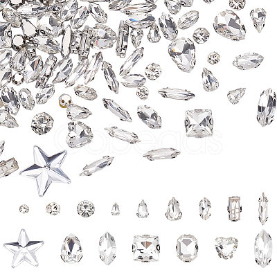 410Pcs 16 Styles Sew on Glass Rhinestone RGLA-ME0001-05-1