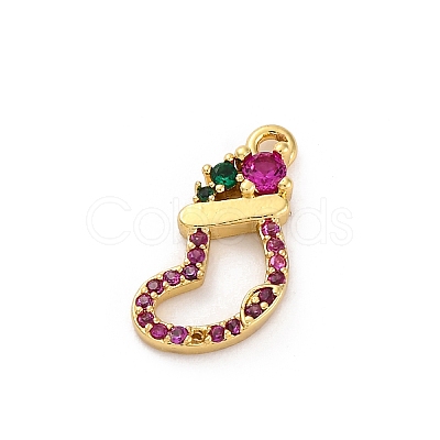 Christmas Series Brass Micro Pave Cubic Zirconia Pendants KK-Q010-01G-01A-1