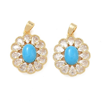 Brass Micro Pave Clear Cubic Zirconia Pendants KK-C172-22G-1