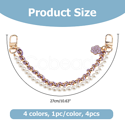 4Pcs 4 Colors ABS & Iron & Alloy & PU Leather Handbag Chain Straps FIND-HS0001-36A-1