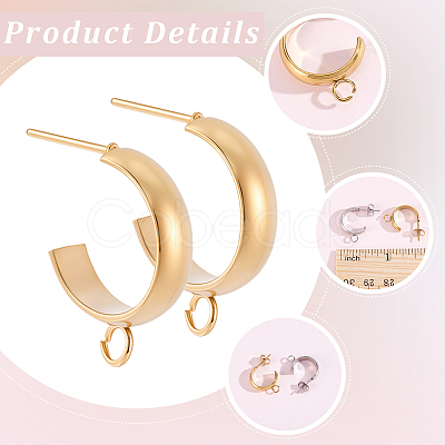 16Pcs 304 Stainless Steel Stud Earring Findings STAS-BBC0010-20D-1