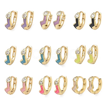 Brass Micro Pave Clear Cubic Zirconia Hoop Earrings EJEW-A132-12G-1