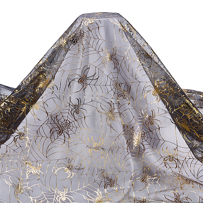 Halloween Spider & Spider Web Polyester Gauze Fabric AJEW-WH0314-677A-1