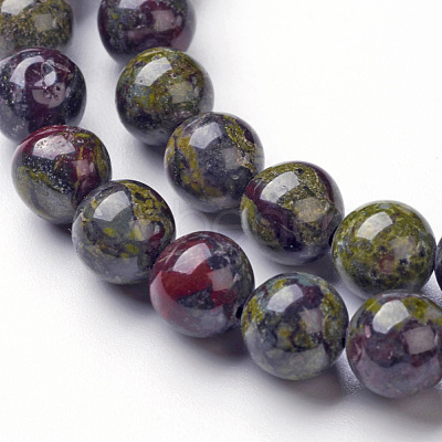 Natural Dragon Blood Jasper Bead Strands G-P214-05-8mm-1