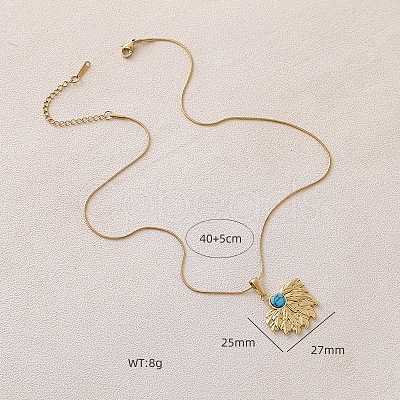 316 Surgical Stainless Steel with Synthetic Turquoise Sunflower Pendant Necklaces for Women EA3001-1