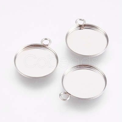 Tarnish Resistant 304 Stainless Steel Pendant Cabochon Settings STAS-F167-11P-1