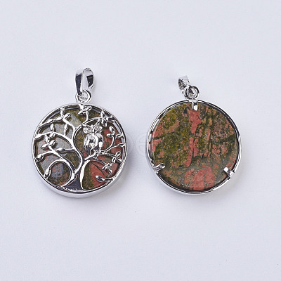 Natural Unakite Pendants G-K234-E18-1