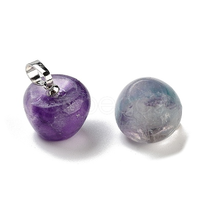 Natural  Fluorite Teacher Apple Charms G-Z022-02A-P-1