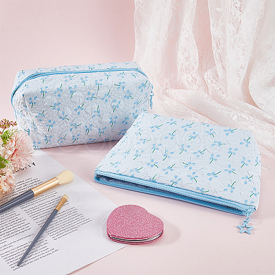 2Pcs 2 Styles Portable Travel Polyester Cosmetic Zipper Storage Clutch Bags ABAG-CY0001-01A-1