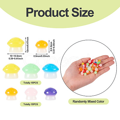 30Pcs 2 Styles Luminous Resin Mushroom Ornament RESI-TA0004-02C-1