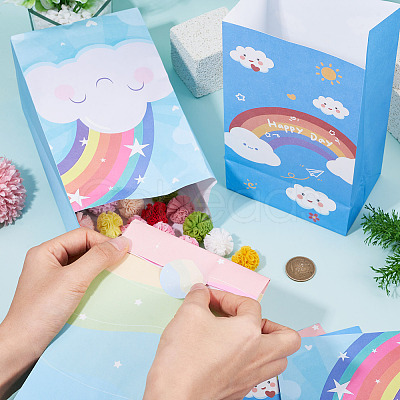 12Pcs 4 Styles Rainbow Print Kraft Paper Gift Bags AJEW-TA0003-38-1