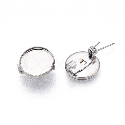 304 Stainless Steel Brooch Cabochon Settings STAS-E547-08A-P-1