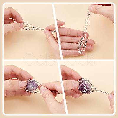 3Pcs 3 Style Brass Macrame Pouch Empty Stone Holder for Pendant Necklaces Making NJEW-AB00027-1