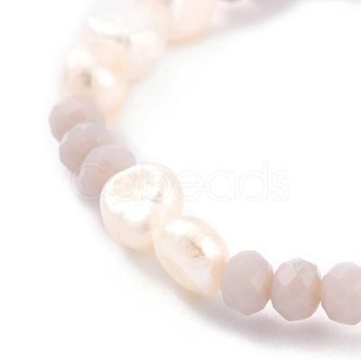 Natural Baroque Pearl Stretch Bracelets BJEW-JB05059-01-1