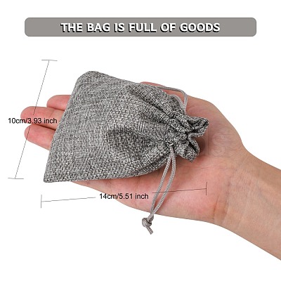 Polyester Imitation Burlap Packing Pouches Drawstring Bags ABAG-R005-14x10-04-1
