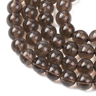 Natural Smoky Quartz Round Beads Strands X-G-E329-6mm-38B-1