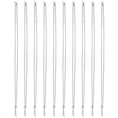 10Pcs Tarnish Resistant 304 Stainless Steel Curb Chains Slider Necklaces Making AJEW-GO00054-1