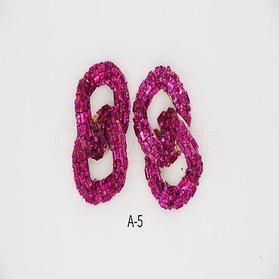 Alloy & Glass Dangle Stud Earrings FS-WG3D9CC-06-1