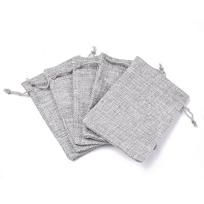 Polyester Imitation Burlap Packing Pouches Drawstring Bags ABAG-R004-14x10cm-11-1