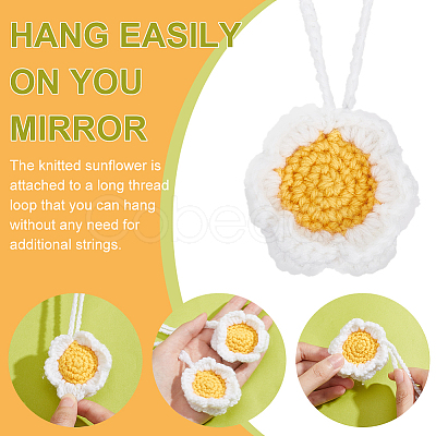 Sunflower Wool Braided Pendant Decorations AJEW-WH0258-857A-1