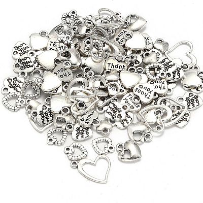 Mixed Tibetan Style Alloy Heart Pendants TIBEP-X0004-01-AS-1