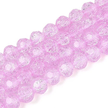 Transparent Crackle Glass Beads Strands GLAA-N053-8mm-08-1