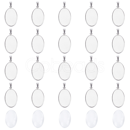 Oval DIY 304 Stainless Steel Pendant Making Kit DIY-HY0002-39-1