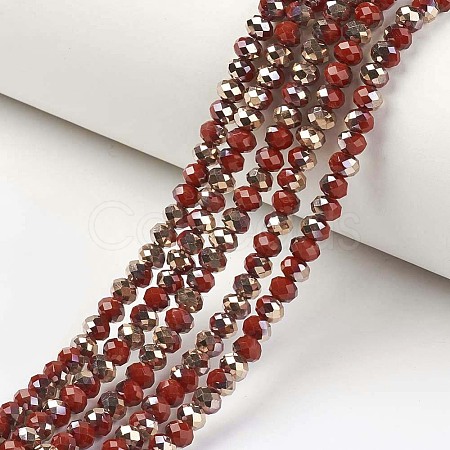 Electroplate Opaque Glass Beads Strands EGLA-A034-P2mm-N18-1