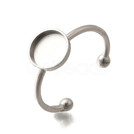 304 Stainless Steel Open Cuff Ring Components STAS-M057-01C-P-1