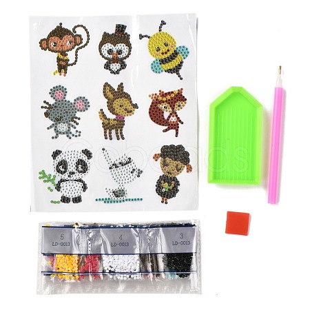 DIY Animal Theme Diamond Painting Stickers Kits For Kids X-DIY-O016-15-1