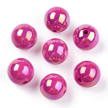 UV Plating Rainbow Iridescent Acrylic Beads PACR-D070-01M-1