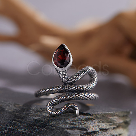 925 Sterling Silver with Natural Garnet Finger Rings WGB2E64-14-1