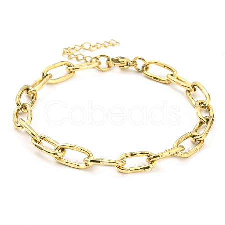 Ion Plating(IP) 304 Stainless Steel Paperclip Chain Bracelets BJEW-M308-01G-1