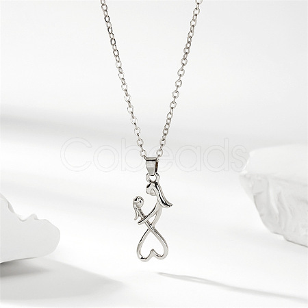 Mom Daughter Family Heart Alloy Pendant Necklaces FS-WG2DA38-02-1