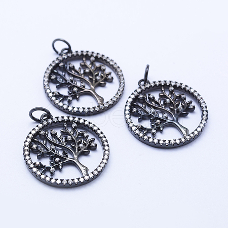 Brass Micro Pave Cubic Zirconia Pendants KK-P133-05B-NR-1