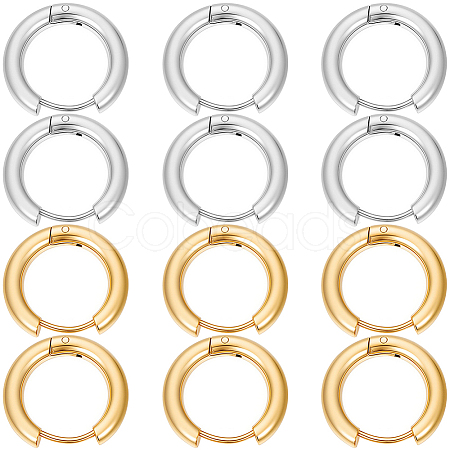 12Pairs 2 Colors 304 Stainless Steel Huggie Hoop Earrings EJEW-SC0001-96-1