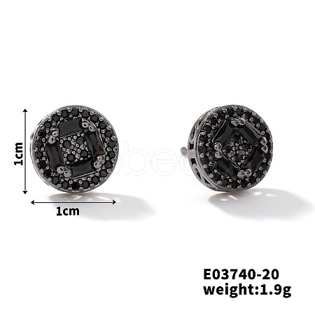 Chic Brass Cubic Zirconia Stud Earrings ZD1304-12-1