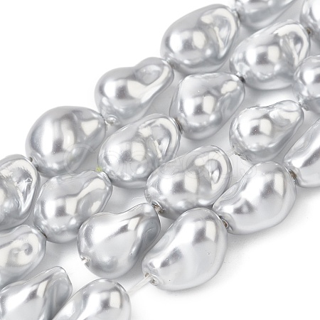 Electroplate Opaque Glass Imitation Pearl Beads Strands EGLA-H113-08B-1