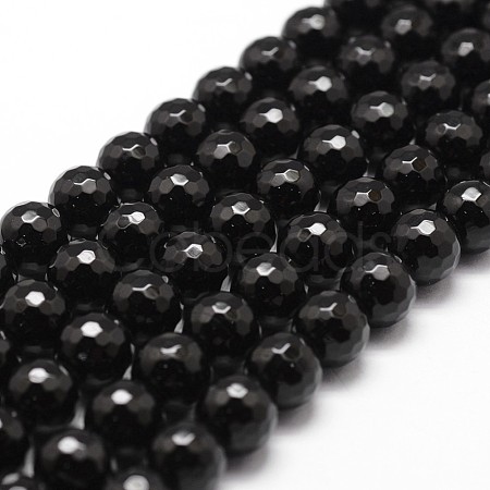 Natural Dyed & Heated Black Onyx Beads Strands X-G-D840-22-10mm-1