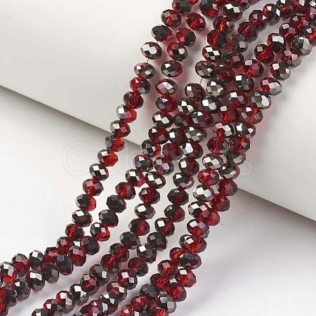 Electroplate Transparent Glass Beads Strands EGLA-A034-T8mm-P06-1