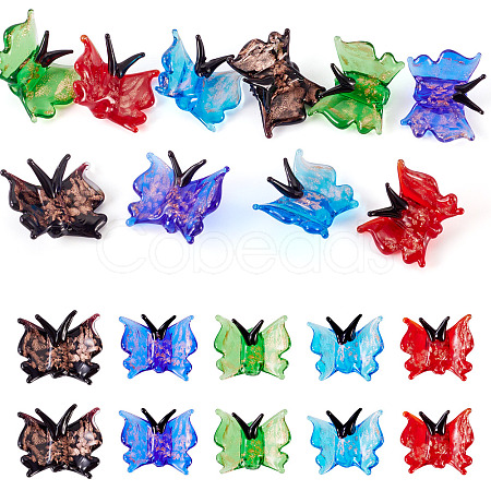 10Pcs 5 Colors Transparent Lampwork Beads LAMP-TA0002-27-1