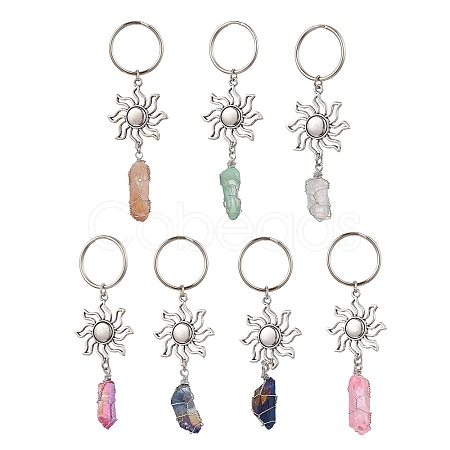 Natural Quartz & Alloy Keychain KEYC-JKC01147-1