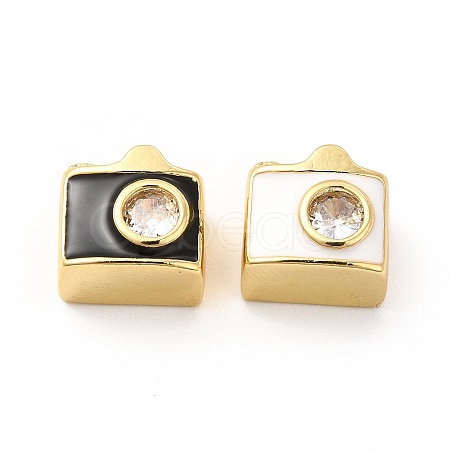 Brass Micro Pave Cubic Zirconia Beads KK-I699-02G-1