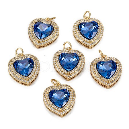 Brass Micro Pave Cubic Zirconia Pendants KK-G404-B-01R-G-1