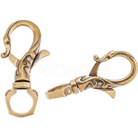 2Pcs Tibetan Style Brass Lobster Claw Clasp FIND-AR0002-51-1