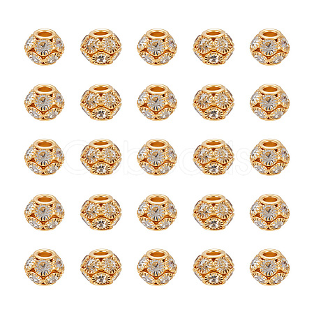 40Pcs Brass Rhinestone Beads RB-UN0001-21-1